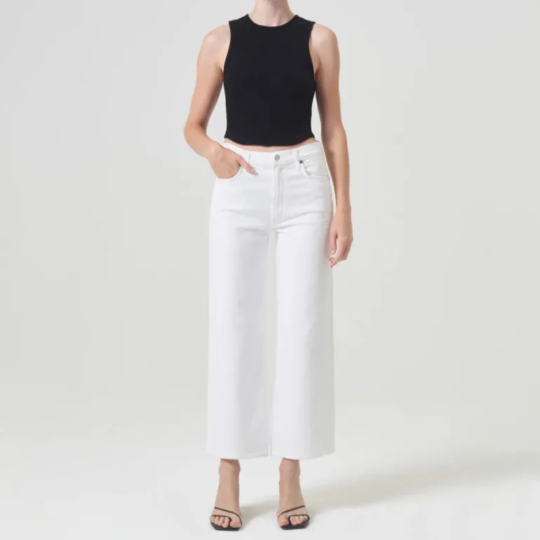 AGOLDE Harper Cropped Jeans in Sour Cream