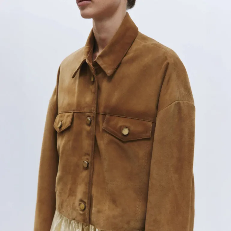 ALYSI Vintage Suede Jacket in Caramel