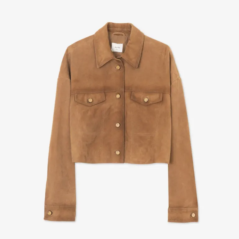 ALYSI Vintage Suede Jacket in Caramel