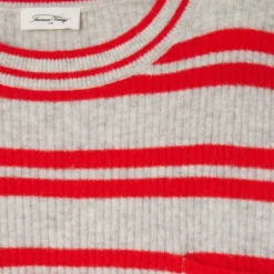 AMERICAN VINTAGE Raxow Jumper in Heather Grey Strawberry Stripes