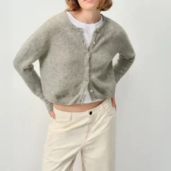 AMERICAN VINTAGE Vitow Cardigan in Melange Light Grey