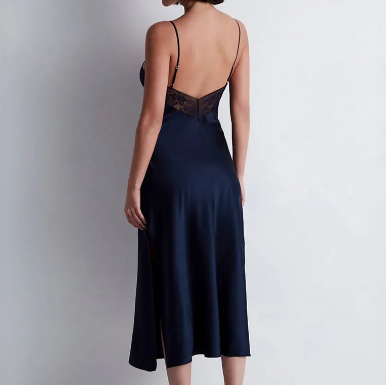 Aubade Midnight Whisper Long Slip in Evening Blue