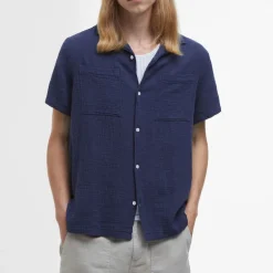 BARBOUR Benson Textured Relaxed Fit S/S Shirt in Indigo