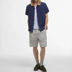 BARBOUR Benson Textured Relaxed Fit S/S Shirt in Indigo