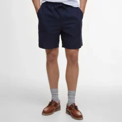 BARBOUR Cotton Linen Relaxed Short in Navy