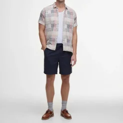 BARBOUR Cotton Linen Relaxed Short in Navy