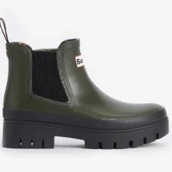 Barbour Halton Chelsea Welly Boots in Olive/Black