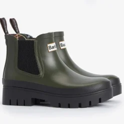 Barbour Halton Chelsea Welly Boots in Olive/Black