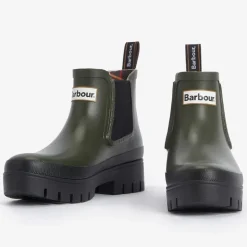 Barbour Halton Chelsea Welly Boots in Olive/Black