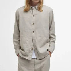 BARBOUR Natural Linen Blend Overshirt in Mist