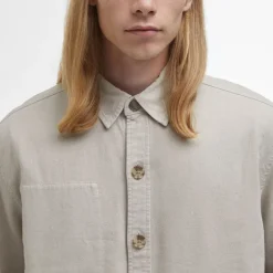 BARBOUR Natural Linen Blend Overshirt in Mist