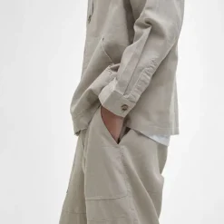 BARBOUR Natural Linen Blend Overshirt in Mist