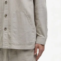 BARBOUR Natural Linen Blend Overshirt in Mist