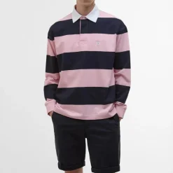 BARBOUR Newgate OS Rugby Shirt in Light Pink