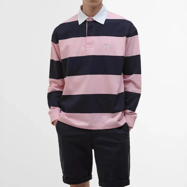 BARBOUR Newgate OS Rugby Shirt in Light Pink