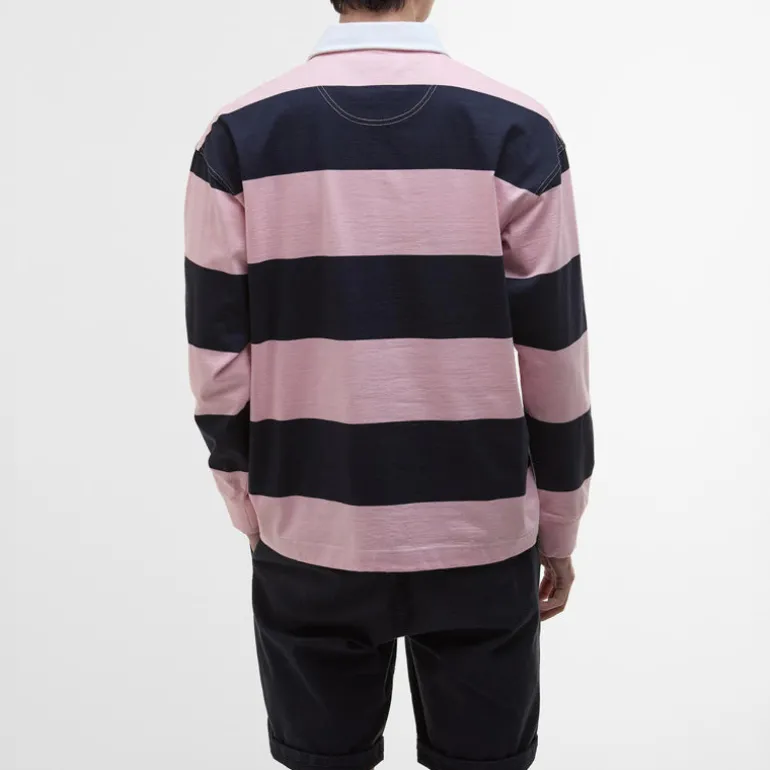 BARBOUR Newgate OS Rugby Shirt in Light Pink