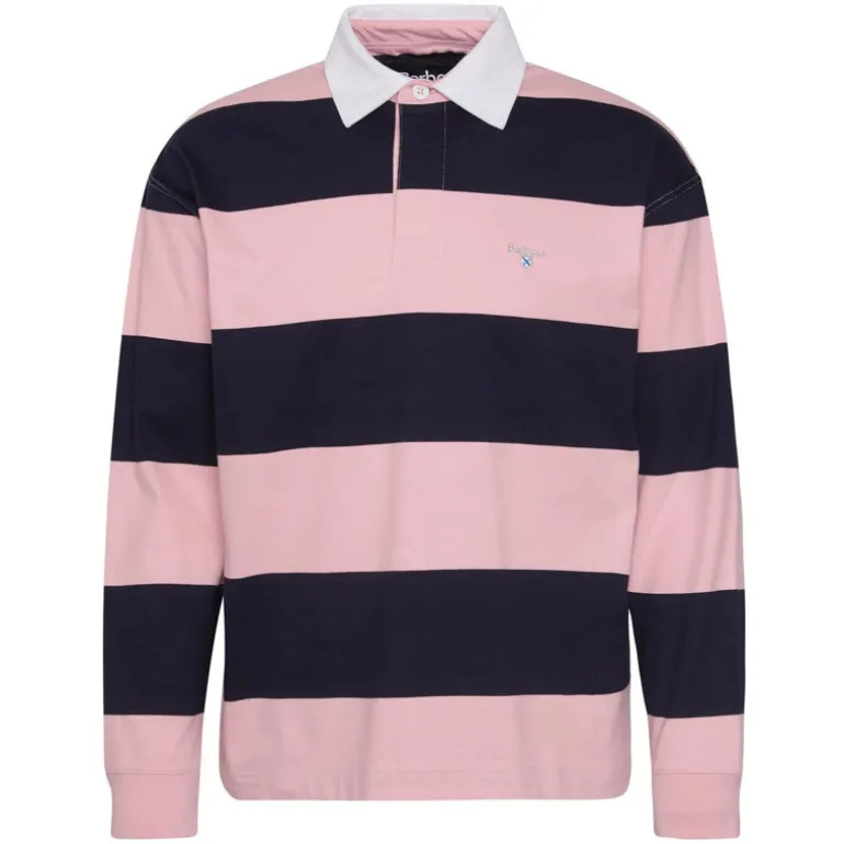 BARBOUR Newgate OS Rugby Shirt in Light Pink
