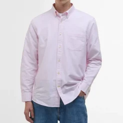BARBOUR Striped Dunand OS Fit Oxford Shirt in Pink