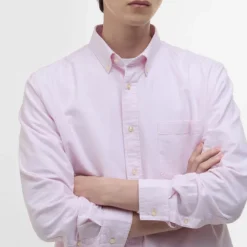BARBOUR Striped Dunand OS Fit Oxford Shirt in Pink
