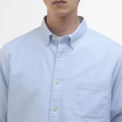 BARBOUR Striped Dunand OS Fit Oxford Shirt in Sky Blue