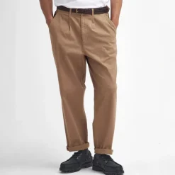 Barbour Washed Stretch Twill Relaxed Fit Trousers in Stone