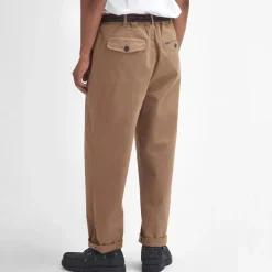 Barbour Washed Stretch Twill Relaxed Fit Trousers in Stone