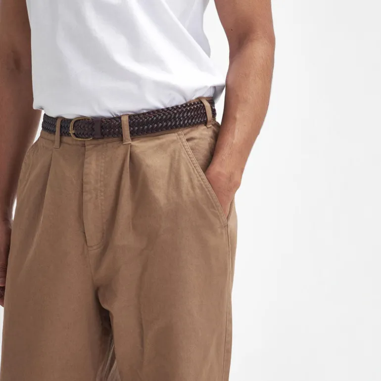 Barbour Washed Stretch Twill Relaxed Fit Trousers in Stone