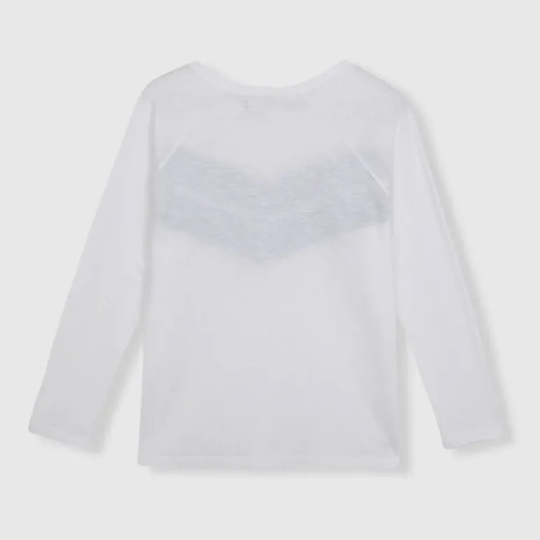 BEATRIZ FUREST Amalfi Print Long Sleeve Chevron T-Shirt 49R023 in Whit