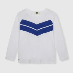 BEATRIZ FUREST Amalfi Print Long Sleeve Chevron T-Shirt 49R023 in Whit