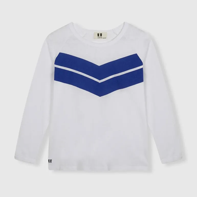 BEATRIZ FUREST Amalfi Print Long Sleeve Chevron T-Shirt 49R023 in Whit