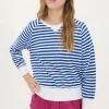 BEATRIZ FUREST Bertram Stripes Towelling Sweatshirt 49R205 in White/Bl