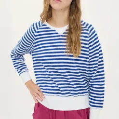 BEATRIZ FUREST Bertram Stripes Towelling Sweatshirt 49R205 in White/Bl