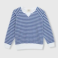 BEATRIZ FUREST Bertram Stripes Towelling Sweatshirt 49R205 in White/Bl