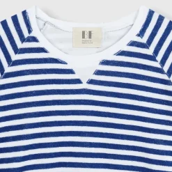 BEATRIZ FUREST Bertram Stripes Towelling Sweatshirt 49R205 in White/Bl