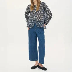 BEATRIZ FUREST Nefer Tie Dye Print Shirt 49R162 in Navy