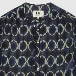 BEATRIZ FUREST Nefer Tie Dye Print Shirt 49R162 in Navy