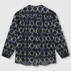 BEATRIZ FUREST Nefer Tie Dye Print Shirt 49R162 in Navy