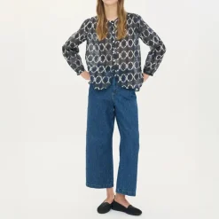 BEATRIZ FUREST Nefer Tie Dye Print Shirt 49R162 in Navy