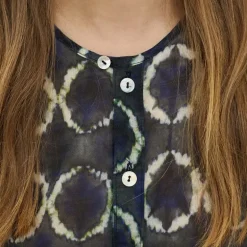 BEATRIZ FUREST Nefer Tie Dye Print Shirt 49R162 in Navy