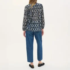 BEATRIZ FUREST Nefer Tie Dye Print Shirt 49R162 in Navy