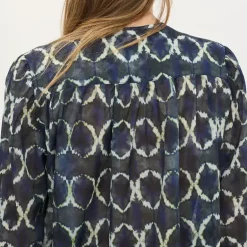 BEATRIZ FUREST Nefer Tie Dye Print Shirt 49R162 in Navy