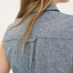 BEATRIZ FUREST Romeo Fine Stripe Shirt 49R160 in Denim Blue