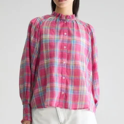 BELLEROSE Cassis Long Sleeve Blouse in Check