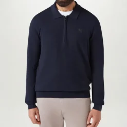 BELSTAFF Drift Knitted Polo in Dark Ink