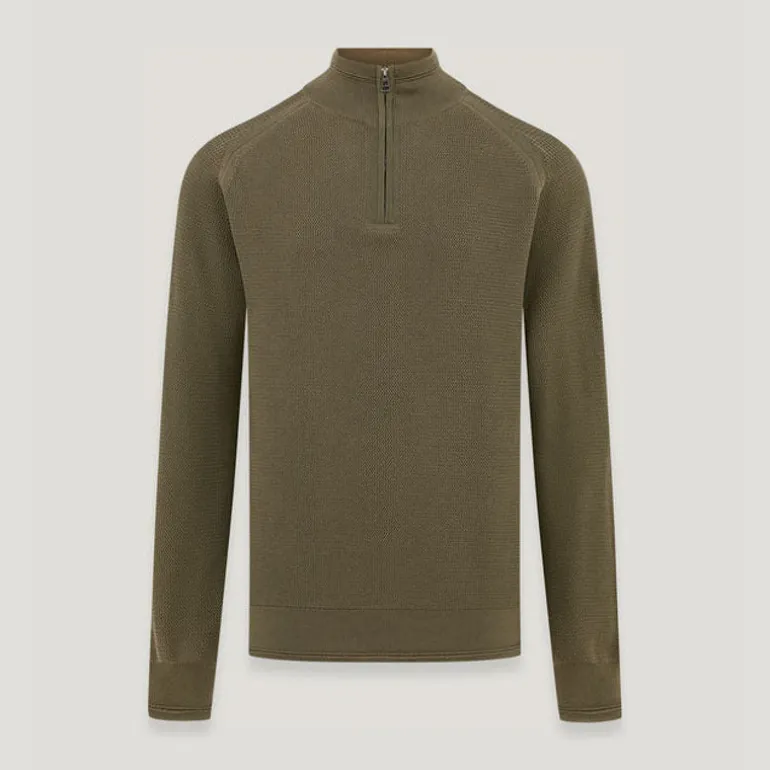 BELSTAFF Guide Quarter Zip Jumper in Surplus Green
