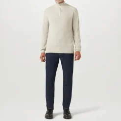 BELSTAFF Guide Quarter Zip Jumper in Stone Beige