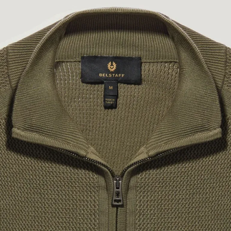 BELSTAFF Guide Quarter Zip Jumper in Surplus Green