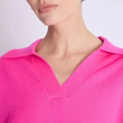 BERENICE Amypolo V Neck Knit in Neon Pink