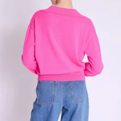 BERENICE Amypolo V Neck Knit in Neon Pink