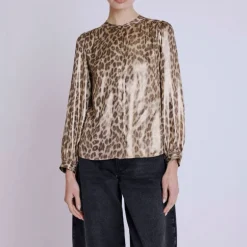 Berenice Cyril L/S Blouse in Leopard Print